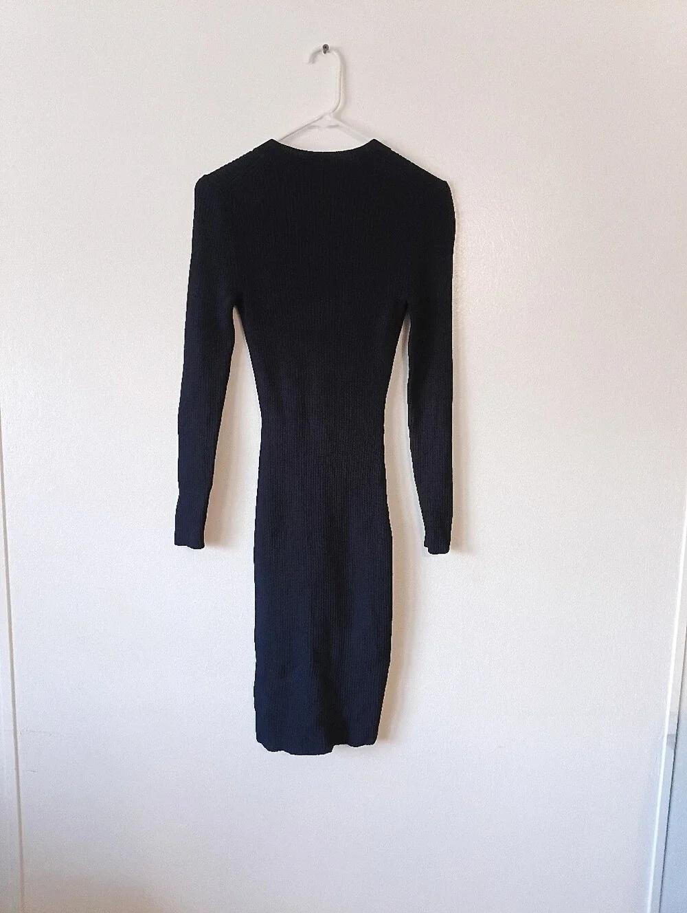 Michael Kors Ribbed Lace-Up Long Sleeve Dress Navy Size XS